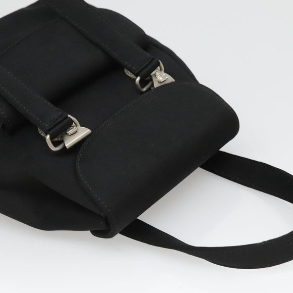 VERSACE Hand Bag Satin Black Silver Auth bs26706