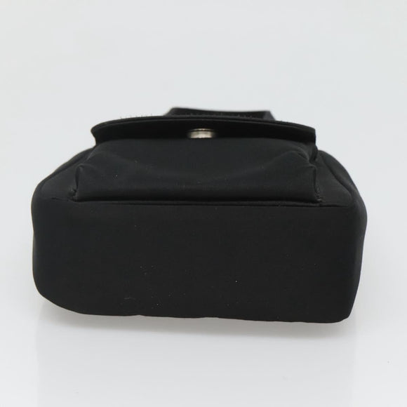 VERSACE Hand Bag Satin Black Silver Auth bs26706