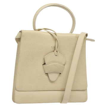 LOEWE Barcelona Hand Bag Leather 2way Beige Auth bs26715