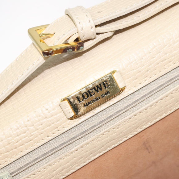 LOEWE Barcelona Hand Bag Leather 2way Beige Auth bs26715