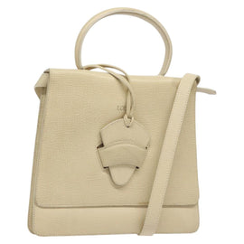 LOEWE Barcelona Hand Bag Leather 2way Beige Auth bs26715