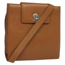 BVLGARI Shoulder Bag Leather Brown Silver Auth bs26717-1