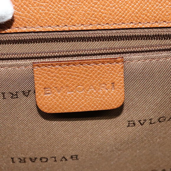 BVLGARI Shoulder Bag Leather Brown Silver Auth bs26717