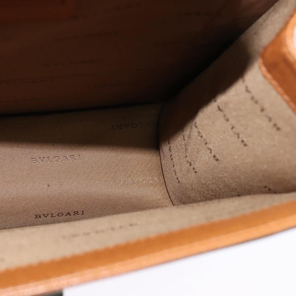 BVLGARI Shoulder Bag Leather Brown Silver Auth bs26717