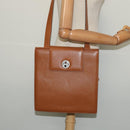 BVLGARI Shoulder Bag Leather Brown Silver Auth bs26717-21