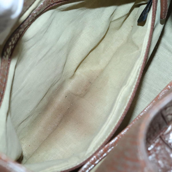 BVLGARI Chandra Tote Bag Leather Silver Auth bs26718