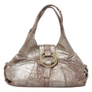 BVLGARI Chandra Tote Bag Leather Silver Auth bs26718-13
