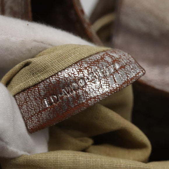 BVLGARI Chandra Tote Bag Leather Silver Auth bs26718