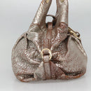 BVLGARI Chandra Tote Bag Leather Silver Auth bs26718-3