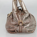 BVLGARI Chandra Tote Bag Leather Silver Auth bs26718-4