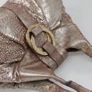 BVLGARI Chandra Tote Bag Leather Silver Auth bs26718-6