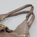 BVLGARI Chandra Tote Bag Leather Silver Auth bs26718-9