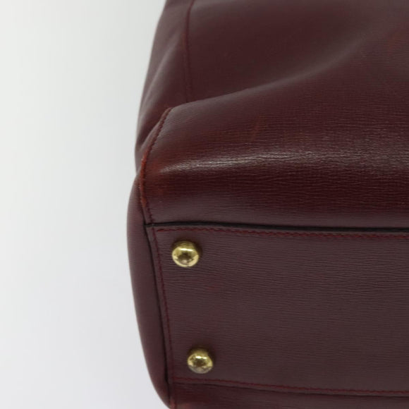 CARTIER Must Line Tote Bag Leather Bordeaux Gold Auth bs26721