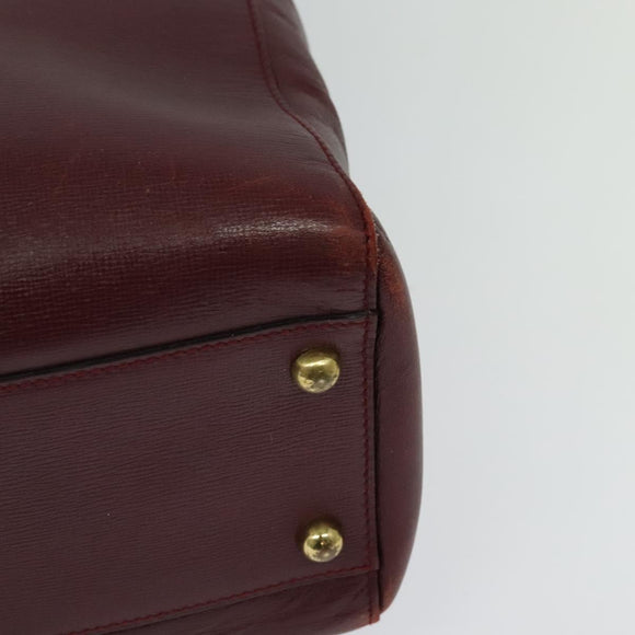 CARTIER Must Line Tote Bag Leather Bordeaux Gold Auth bs26721