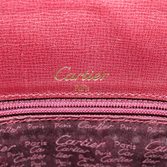 CARTIER Must Line Tote Bag Leather Bordeaux Gold Auth bs26721