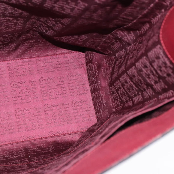 CARTIER Must Line Tote Bag Leather Bordeaux Gold Auth bs26721