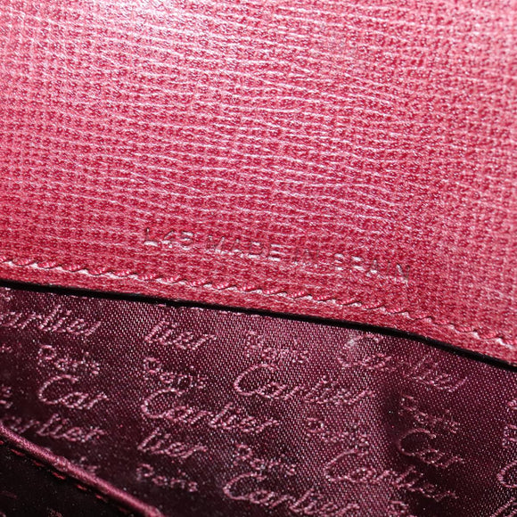 CARTIER Must Line Tote Bag Leather Bordeaux Gold Auth bs26721