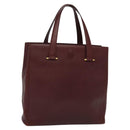 CARTIER Must Line Tote Bag Leather Bordeaux Gold Auth bs26721-1