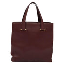CARTIER Must Line Tote Bag Leather Bordeaux Gold Auth bs26721-2