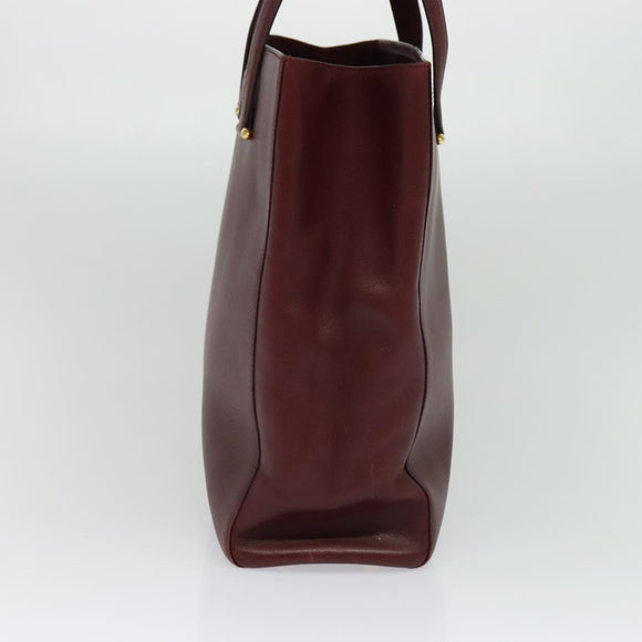 CARTIER Must Line Tote Bag Leather Bordeaux Gold Auth bs26721