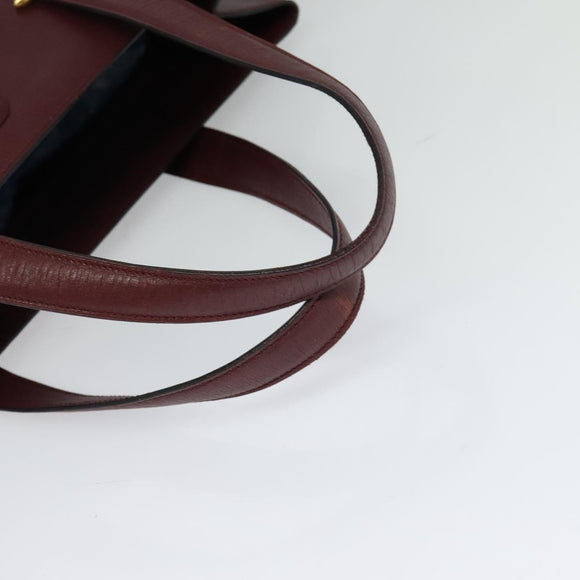 CARTIER Must Line Tote Bag Leather Bordeaux Gold Auth bs26721
