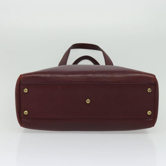 CARTIER Must Line Tote Bag Leather Bordeaux Gold Auth bs26721