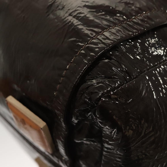 Chloe Hand Bag Enamel Brown Auth bs26736