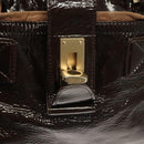 Chloe Hand Bag Enamel Brown Auth bs26736-17