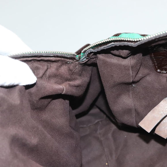 Chloe Hand Bag Enamel Brown Auth bs26736