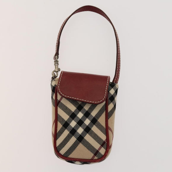 BURBERRY Nova Check Blue Label Bag Leather Canvas 2Set Beige Auth bs26744