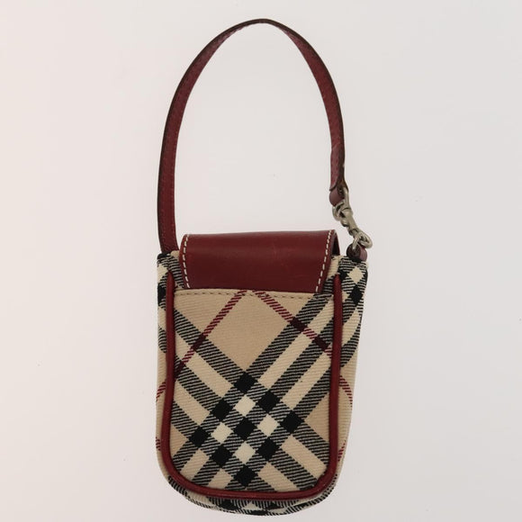 BURBERRY Nova Check Blue Label Bag Leather Canvas 2Set Beige Auth bs26744