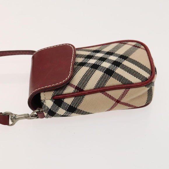 BURBERRY Nova Check Blue Label Bag Leather Canvas 2Set Beige Auth bs26744