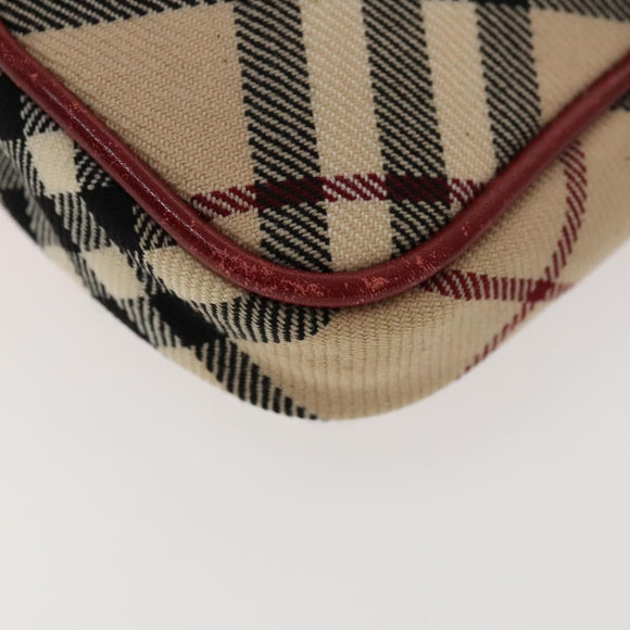 BURBERRY Nova Check Blue Label Bag Leather Canvas 2Set Beige Auth bs26744