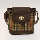 BURBERRY Nova Check Blue Label Bag Leather Canvas 2Set Beige Auth bs26744-2
