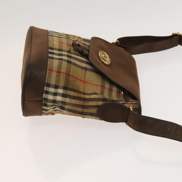 BURBERRY Nova Check Blue Label Bag Leather Canvas 2Set Beige Auth bs26744