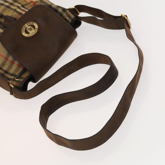 BURBERRY Nova Check Blue Label Bag Leather Canvas 2Set Beige Auth bs26744