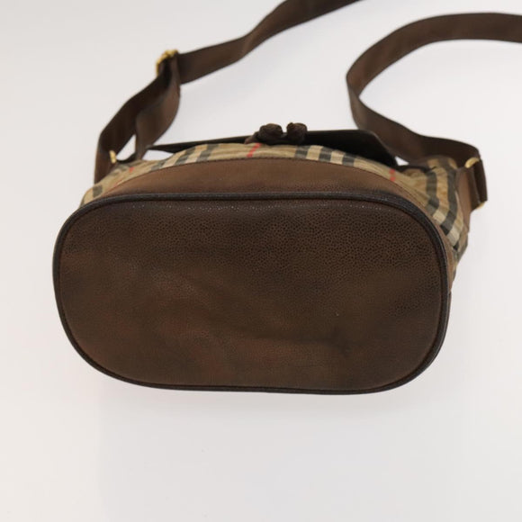 BURBERRY Nova Check Blue Label Bag Leather Canvas 2Set Beige Auth bs26744