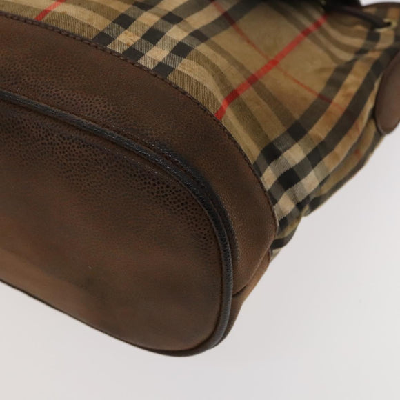 BURBERRY Nova Check Blue Label Bag Leather Canvas 2Set Beige Auth bs26744