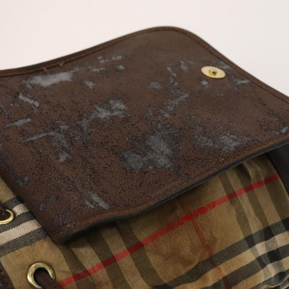 BURBERRY Nova Check Blue Label Bag Leather Canvas 2Set Beige Auth bs26744