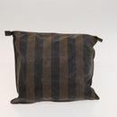 FENDI Pecan Canvas Hand Bag Leather 2Set Black Brown gold Auth bs26745-13