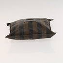 FENDI Pecan Canvas Hand Bag Leather 2Set Black Brown gold Auth bs26745-16