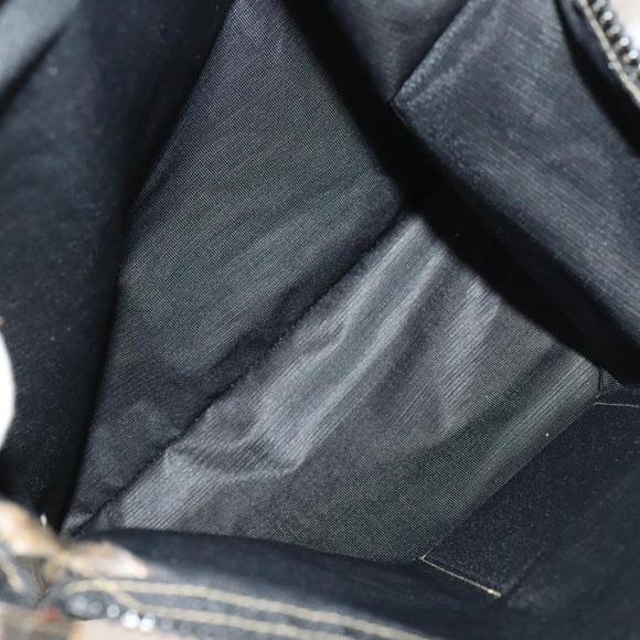 FENDI Pecan Canvas Hand Bag Leather 2Set Black Brown gold Auth bs26745