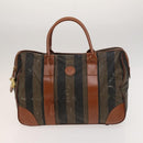 FENDI Pecan Canvas Hand Bag Leather 2Set Black Brown gold Auth bs26745-2