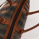 FENDI Pecan Canvas Hand Bag Leather 2Set Black Brown gold Auth bs26745-5