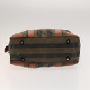 FENDI Pecan Canvas Hand Bag Leather 2Set Black Brown gold Auth bs26745-8