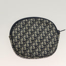 Christian Dior Trotter Canvas Pouch 2Set Blue Beige Silver Auth bs26748-10