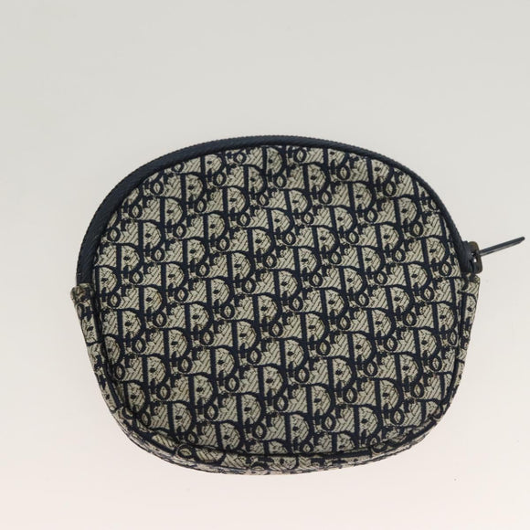 Christian Dior Trotter Canvas Pouch 2Set Blue Beige Silver Auth bs26748
