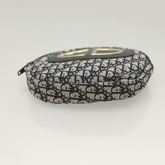 Christian Dior Trotter Canvas Pouch 2Set Blue Beige Silver Auth bs26748