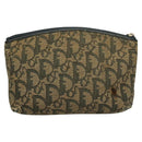 Christian Dior Trotter Canvas Pouch 2Set Blue Beige Silver Auth bs26748-3