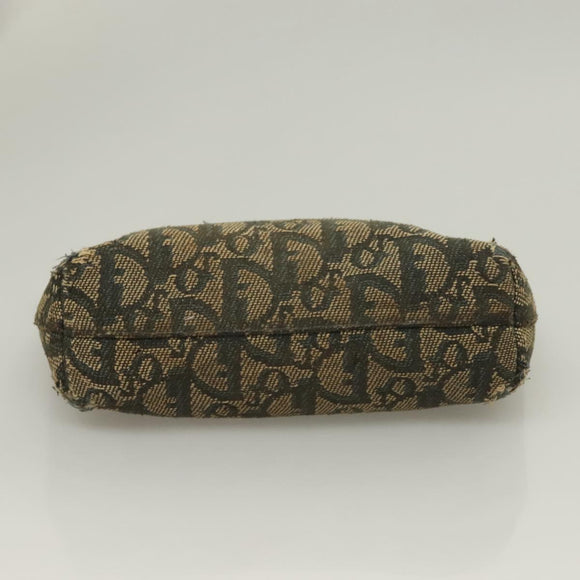 Christian Dior Trotter Canvas Pouch 2Set Blue Beige Silver Auth bs26748